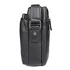 Чоловіча шкіряна сумка месенджер на плече чорна John McDee 1054A, фото 5