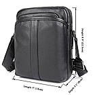 Чоловіча шкіряна сумка месенджер на плече чорна John McDee 1054A, фото 7