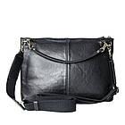 Чоловіча сумка з додатковою ручкою Grande Pelle 260x370x105 мм, глянсова шкіра SICILIA чорний, фото 2