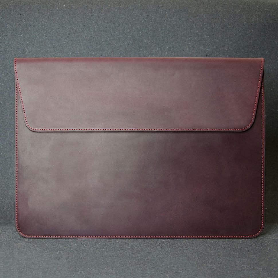 Шкіряний чохол для MacBook 13', шкіра Crazy Horse, бордо, фото 1