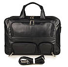 Багатофункціональний портфель на три відділення з натуральної шкіри John McDee JD7289A, фото 4