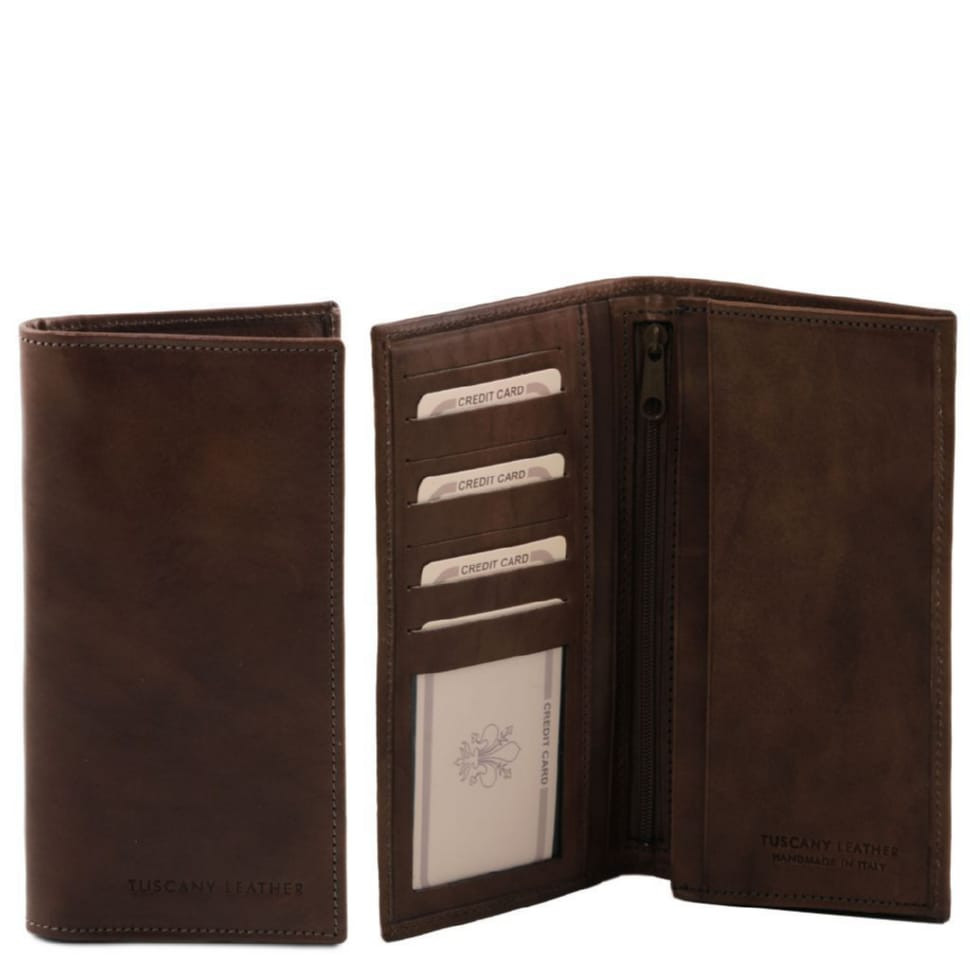 Чоловічий шкіряний гаманець подвійного складання Tuscany Leather TL140777 (Темно-коричневий), фото 1