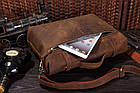 Чоловічий шкіряний портфель, сумка, ретростиль 7082R кінська шкіра, фото 6