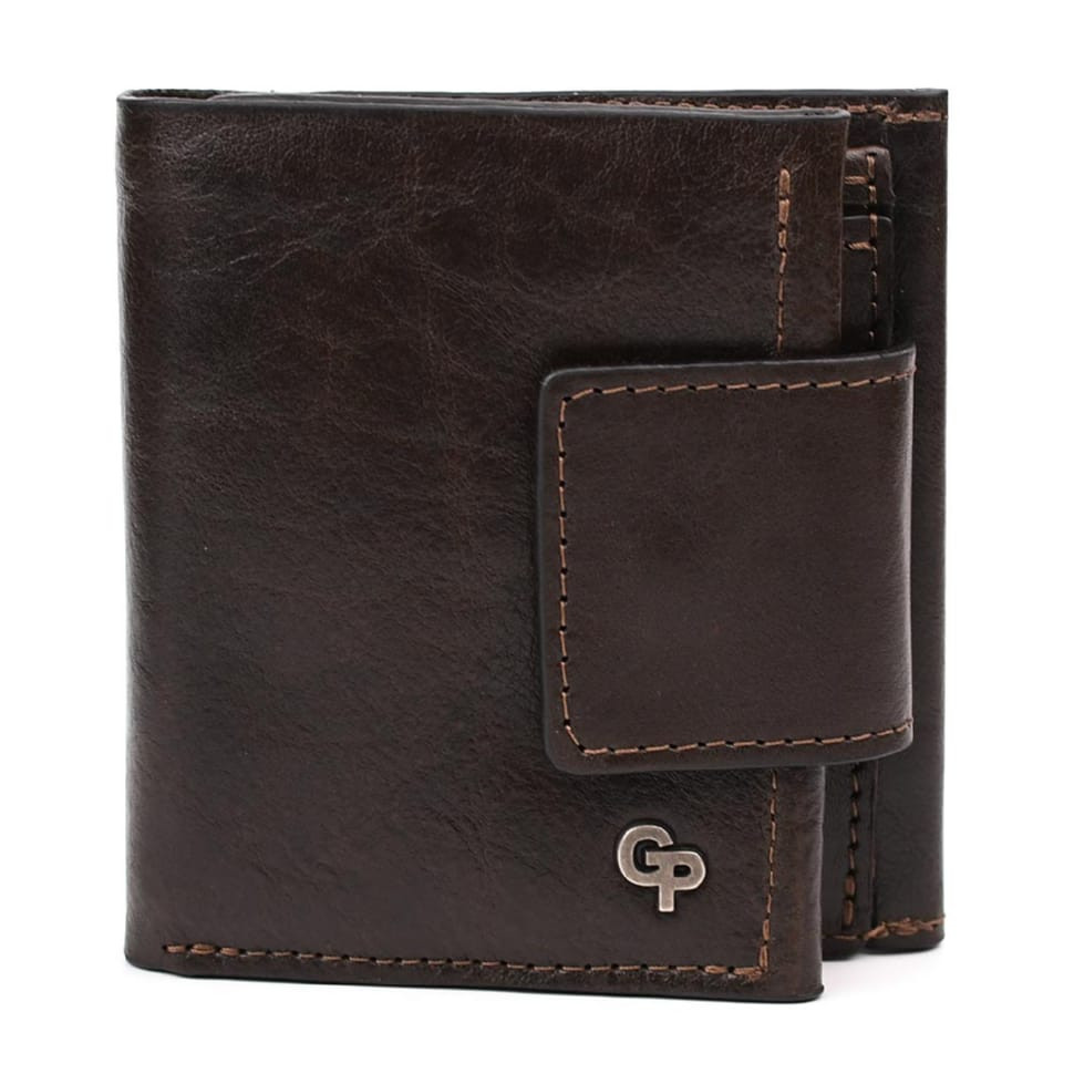 Невелике чоловіче шкіряне портмоне Grande Pelle 502420 коричневе, фото 1