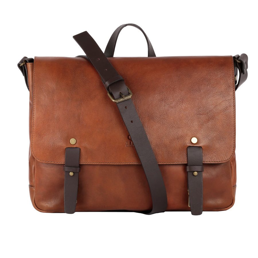 Велика шкіряна сумка месенджер Time Resistance — I Capture the Castle 5228901 коньячна, фото 1