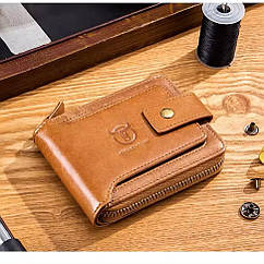Чоловічий гаманець шкіряний на кнопці TB231B Bull коньячний