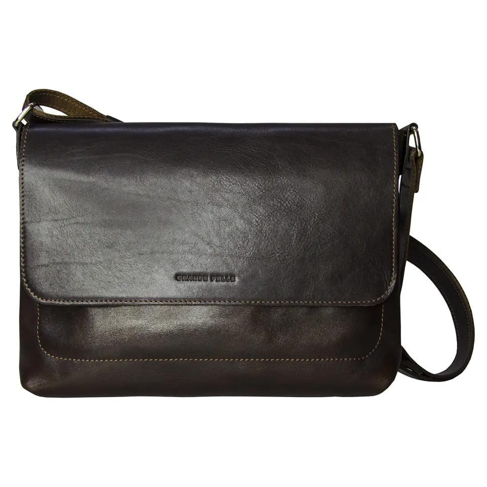 Чоловіча сумка месенджер через плече з клапаном Grande Pelle 753620, фото 1