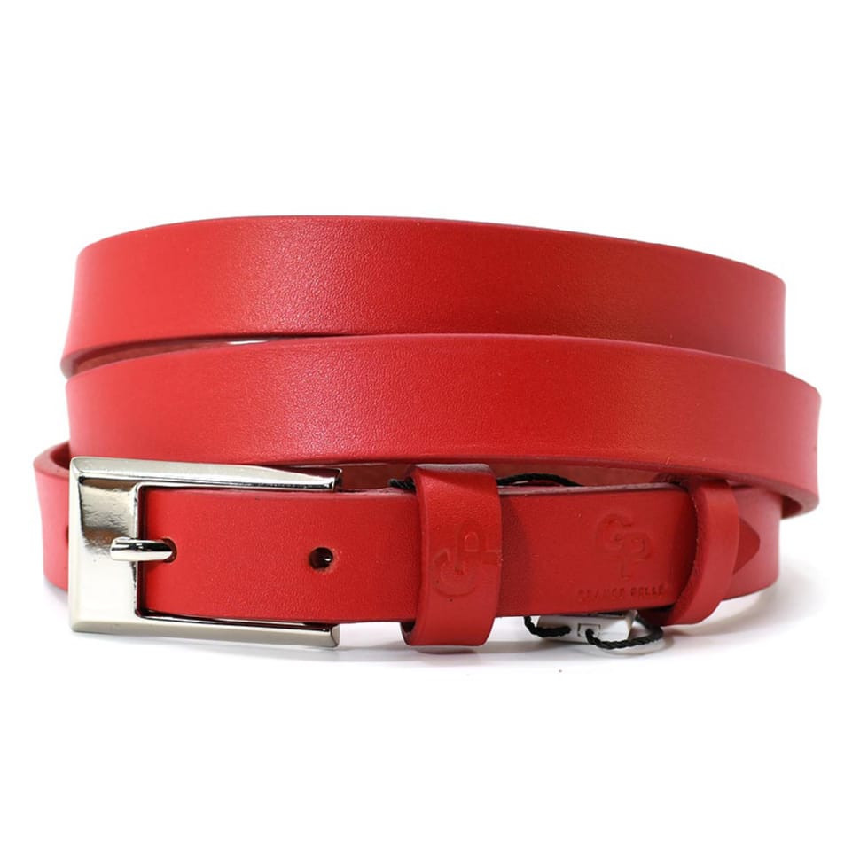 Ремінь жіночий тонкий Grande Pelle 26030030033 в червоному кольорі, фото 1