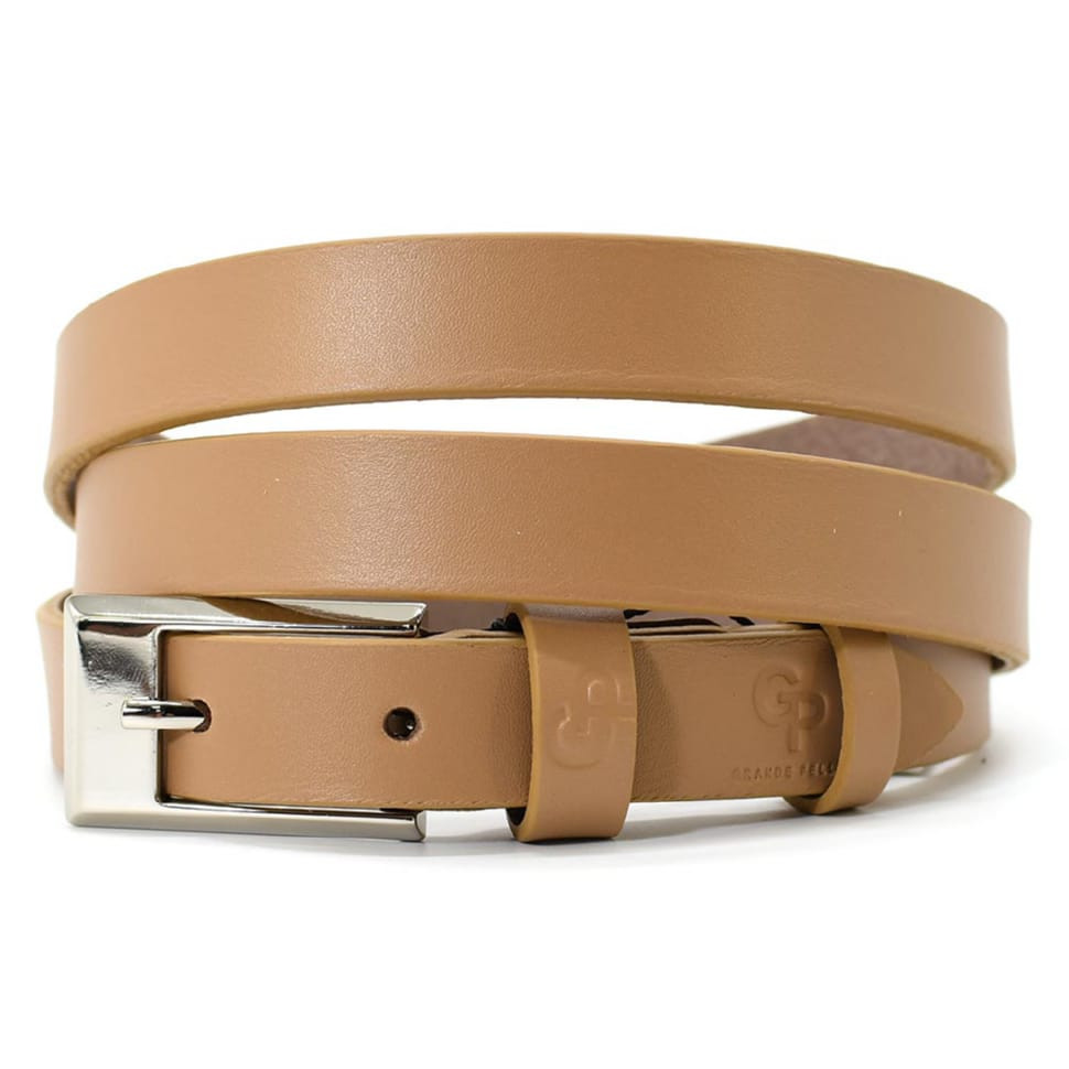 Ремінь жіночий тонкий Grande Pelle 24530030033 у світло-коричневому кольорі, фото 1