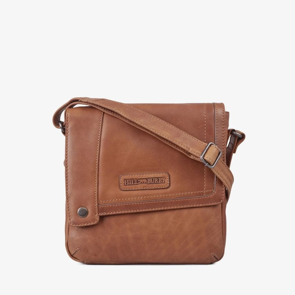 Чоловіча сумка на плече Hill Burry HB3336B з косим клапаном коньячна, фото 1