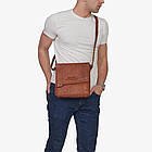 Чоловіча сумка на плече Hill Burry HB3336B з косим клапаном коньячна, фото 3