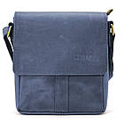Невелика чоловіча сумка через плече шкіряна Limary lim-354RK синя, фото 6