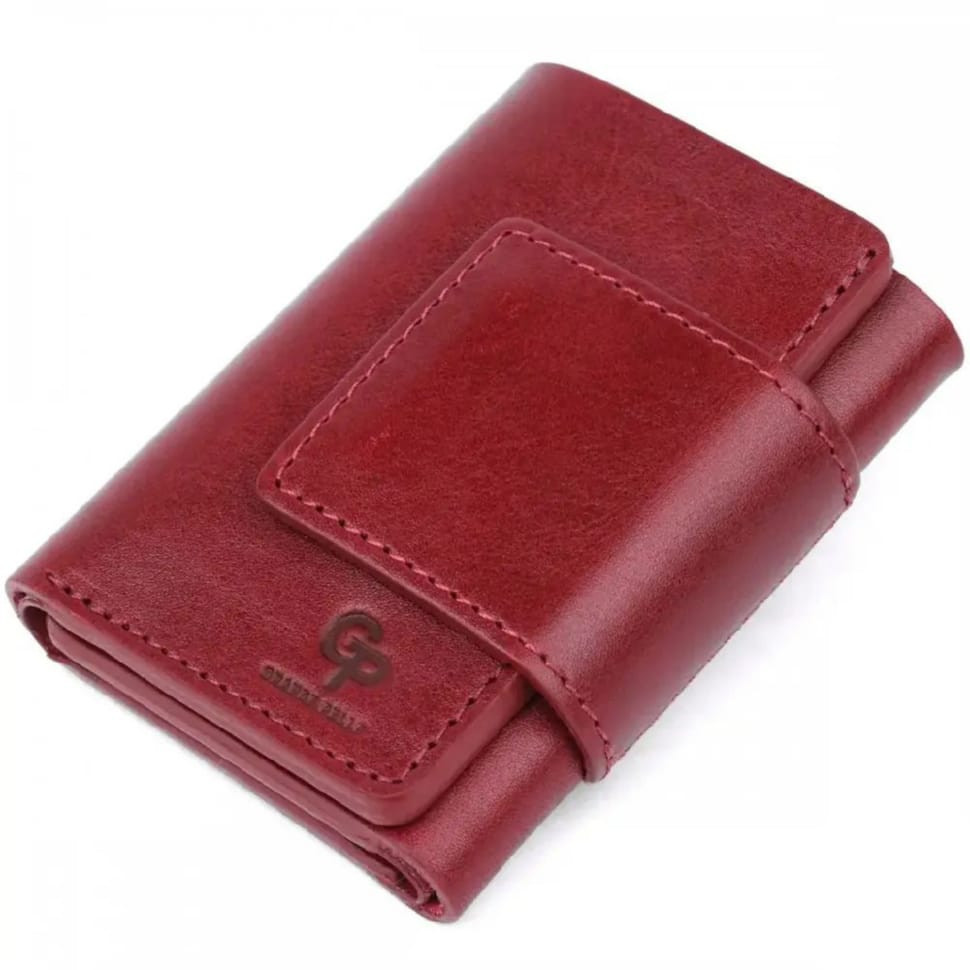 Портмоне шкіряне, глянець, бордове Grande Pelle 504661, фото 1