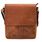 Невелика чоловіча сумка через плече шкіряна Limary lim-354RB коньячна, фото 3