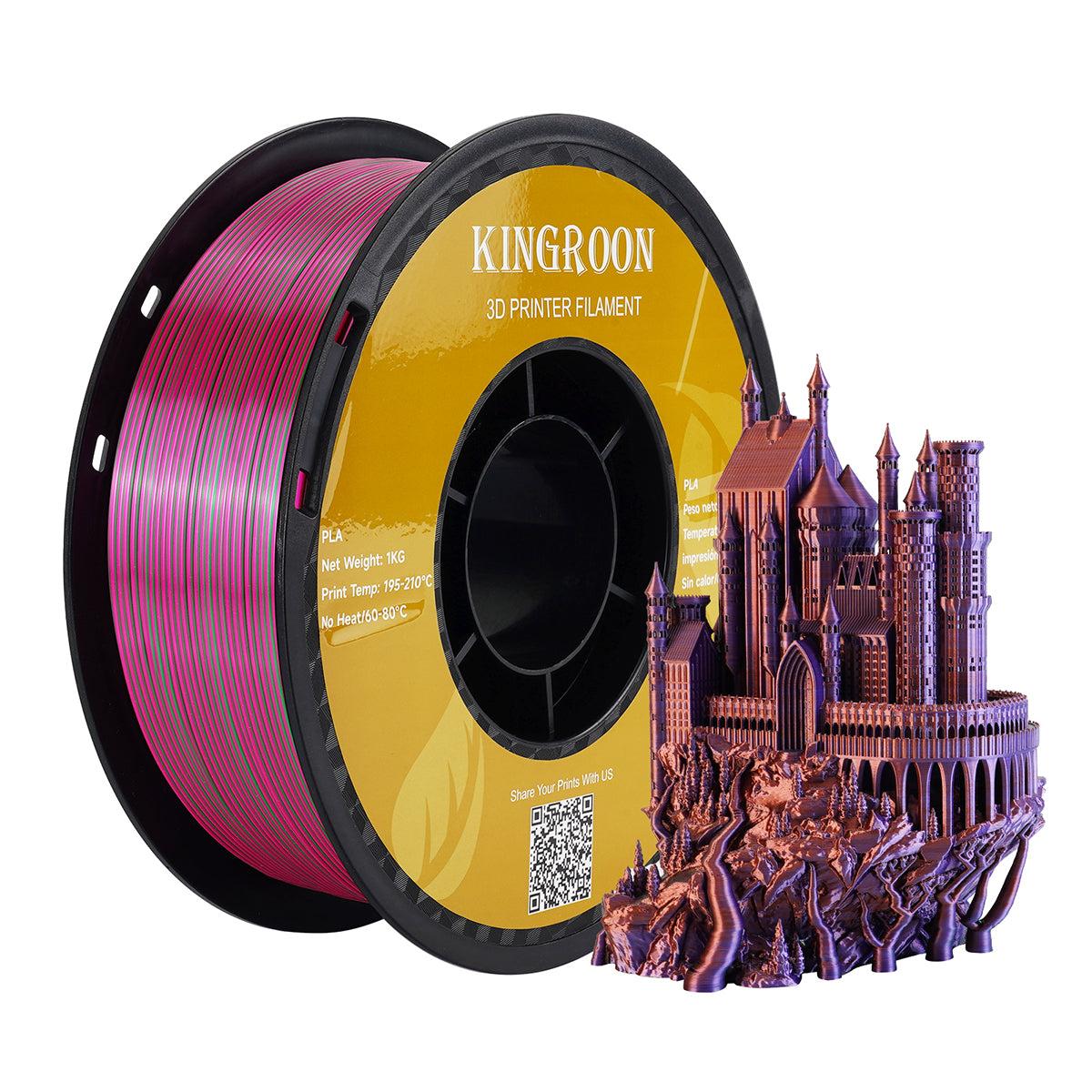 Пластик KINGROON Silk PLA Gold Green RoseRed (HC123/NSC022), Classic, 1.75мм, 1кг, 200-220℃, Зол Зелен Черв філамент для 3Д-друку, фото 1