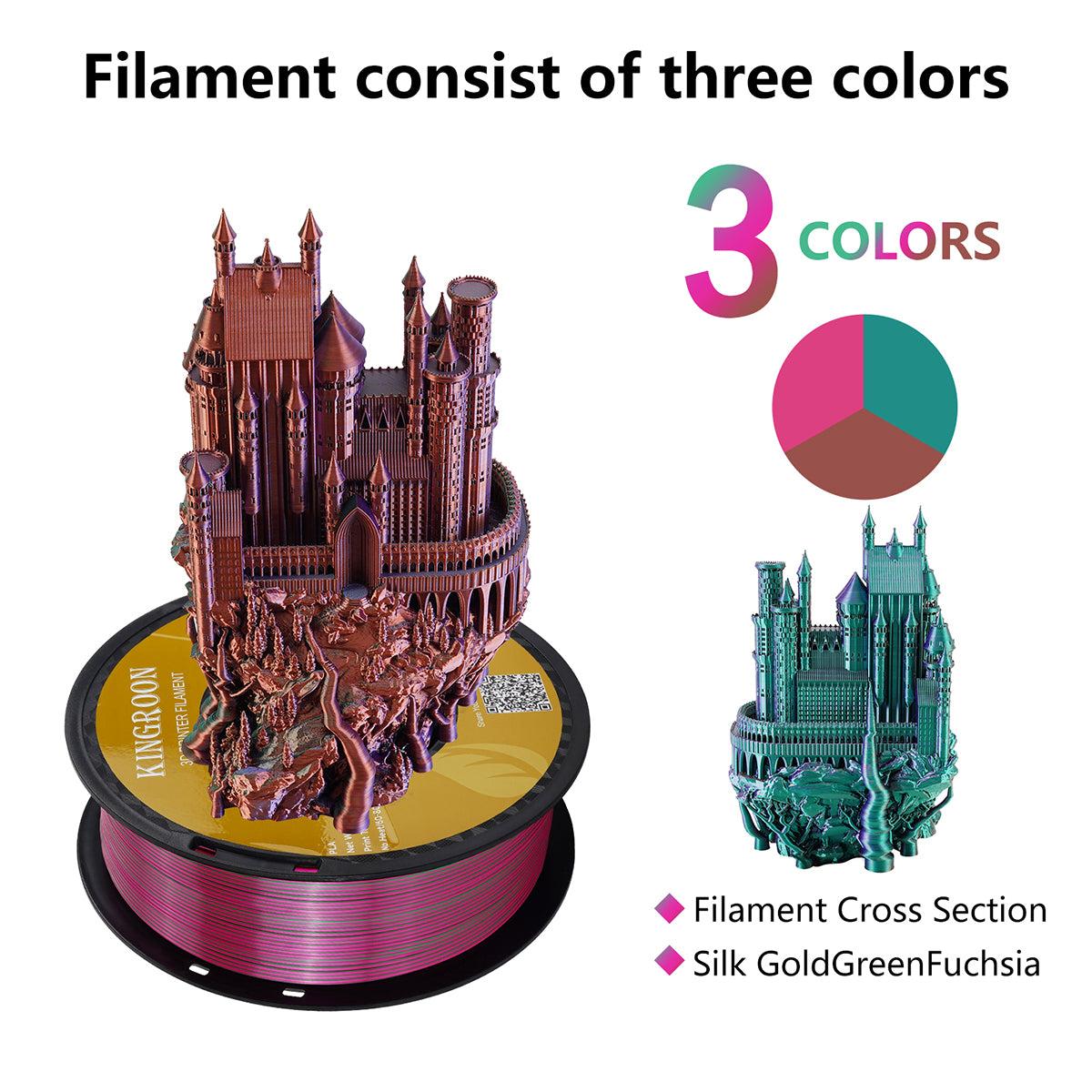 Пластик филамент KINGROON PLA Silk Golden Green Rosered (YMX0169/HC123)