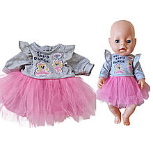Одяг для ляльки Бебі Борн / Baby Born 43 см сукня з пишною спідницею рожева 8915