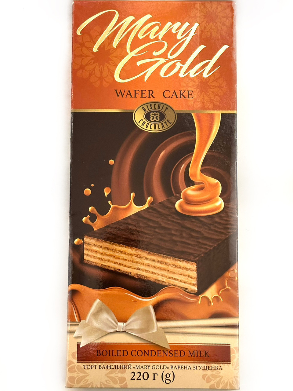 ТОРТ "MARY GOLD" СМАЧНЕ МОЛОКО — вафельний з начинкою згущене молоко 220 г ХБФ