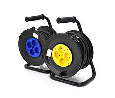 Подовжувач на котушці 25 м (ПВС 2*1,5), 4 гнізда без заземлювального контакту, контактна група — латунь, ГОСТ