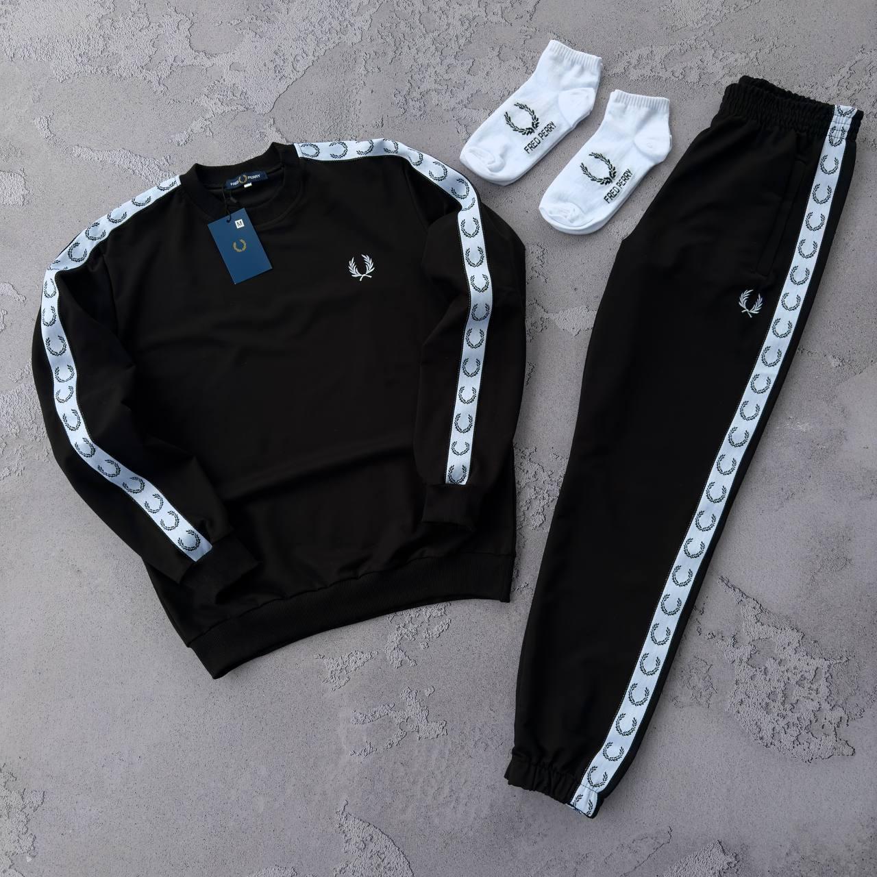 Спортивний костюм жіночий Fred Perry весняний осінній кофта та штани фред перрі чорний