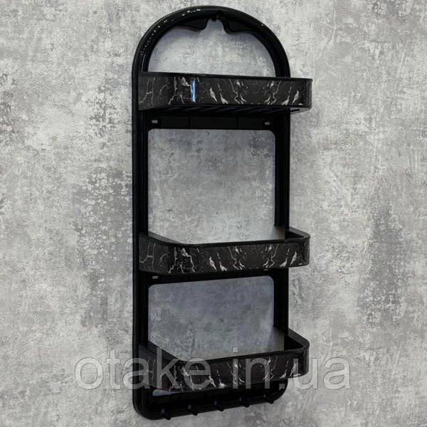 Полиця для ванної велика чорна OZER-B-012, фото 1