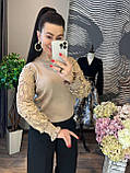 Кофта жіноча з мереживом на рукавах 42-46, фото 3