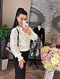 Кофта жіноча з мереживом на рукавах 42-46, фото 4