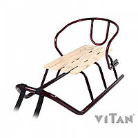 Санки «Балу» + ремінь, спинка, до 70 кг, бордовий лак, сидіння 550*220 мм, 810*400*210 мм, ТМ VITAN 7200