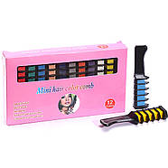 Набір крейд для фарбування волосся 12 шт Hair chalk Мілки з різнокольоровими барвниками для волосся, фото 9