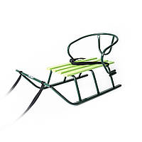 Санки «Лайка» + тяг. ремінь, спинка, до 70 кг, зелений лак, сидіння 55*22 см, 74*41*20 см, ТМ VITAN 7230