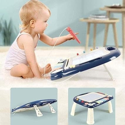 Розвивальна музична дошка столик планшет для малювання піаніно клавіші світло бізіборд синій дітям 3+ років, фото 1