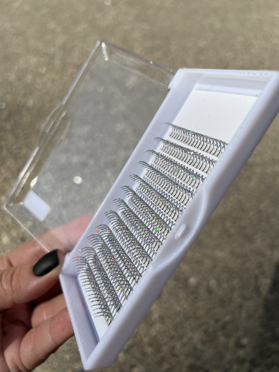 Вії з блискітками мікс (10-16 мм), срібло