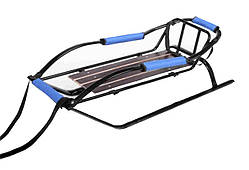 Санки «Скелетон» чорний, тяговий ремінь, ремінь безпеки, до 80 кг, сидіння 64*28 см, сталева труба, VITAN