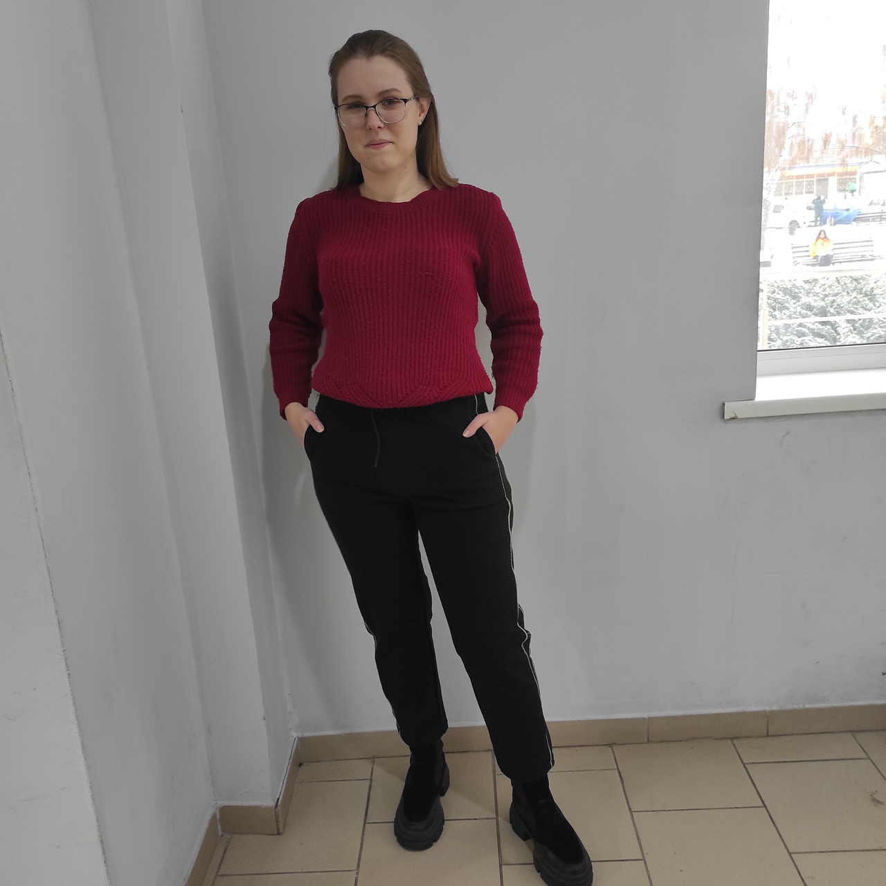 Теплі чорні штани жіночі лампаси