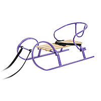Санки «Снігір» + тяговий ремінь 2,5 м, спинка; до 60 кг, фіолетовий, 46*30*84см, ТМ VITAN 2030048
