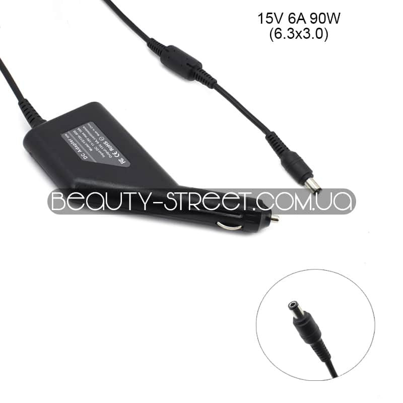 Автомобільний блок живлення для ноутбука Toshiba 15V 90W 6A 6.3X3.0 (B)