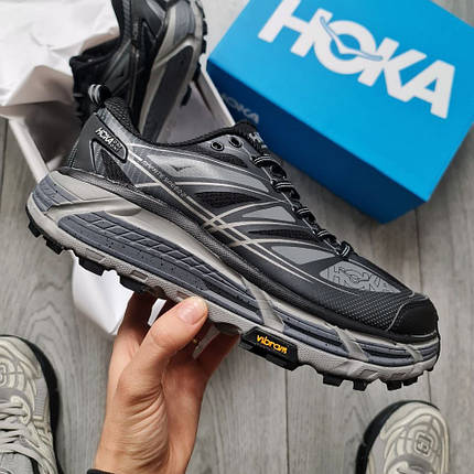 Зимові Чоловічі Кросівки Hoka Mafate Speed 2 Gore-Tex Grey Black / Хока Мафате Спід 2 Гор Текс Сірі з Чорним, фото 1