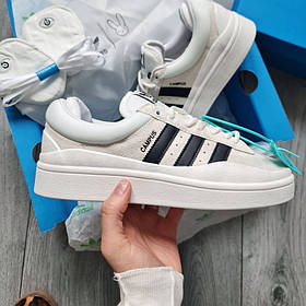 Жіночі Кросівки Adidas Campus x Bad Bunny White Black / Адідас Кампус Бед Банні Білі з Чорні