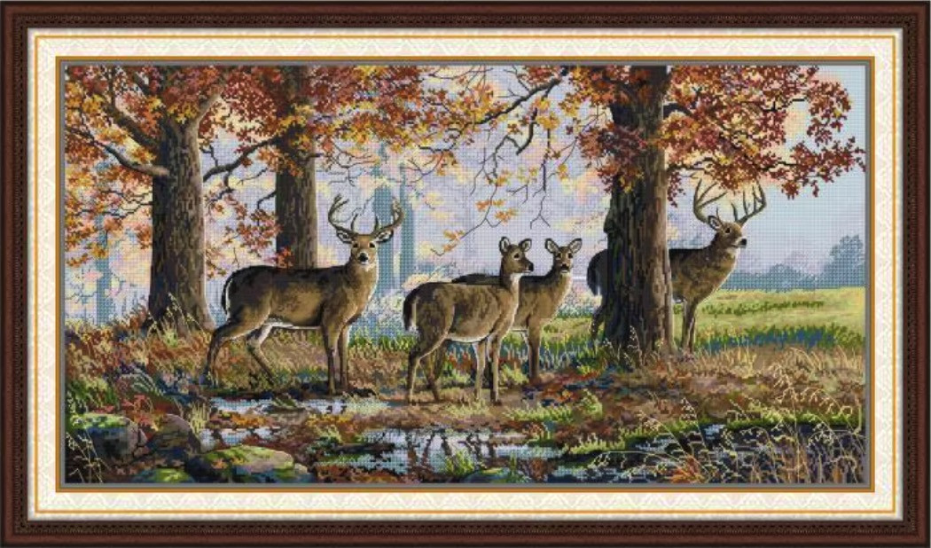 Набір для вишивання за нанесеною на канву схемою “Under the oaks”.AIDA 14CT printed , 77*44 см, фото 1