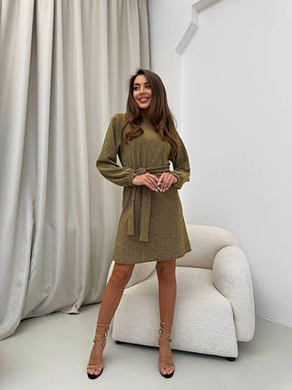 Стильне ошатне плаття вільного крою з люрексом і поясом, фото 1