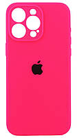 Чохол Silicone Case Box для Apple iPhone 15 Pro Max бампер Soft Touch з мікрофіброю яскраво-рожевий