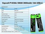 Акумулятор Vapcell P1838A 18650 3800mah  10А (захист + Micro-USB зарядка), фото 7