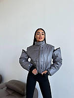 Жіноча стильна куртка-жилетка 2 в 1 плащівка, наповнювач силікон S/M, M/L, L/XL