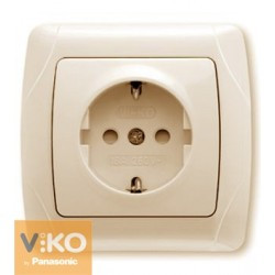 Розетка з ЗК і шторками Крем Viko Carmen, 90562042