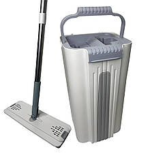 Механічна швабра-ледарка з відром та автоматичним віджимом Scratch housework 10 л Біло-сірий (НА-371), фото 3