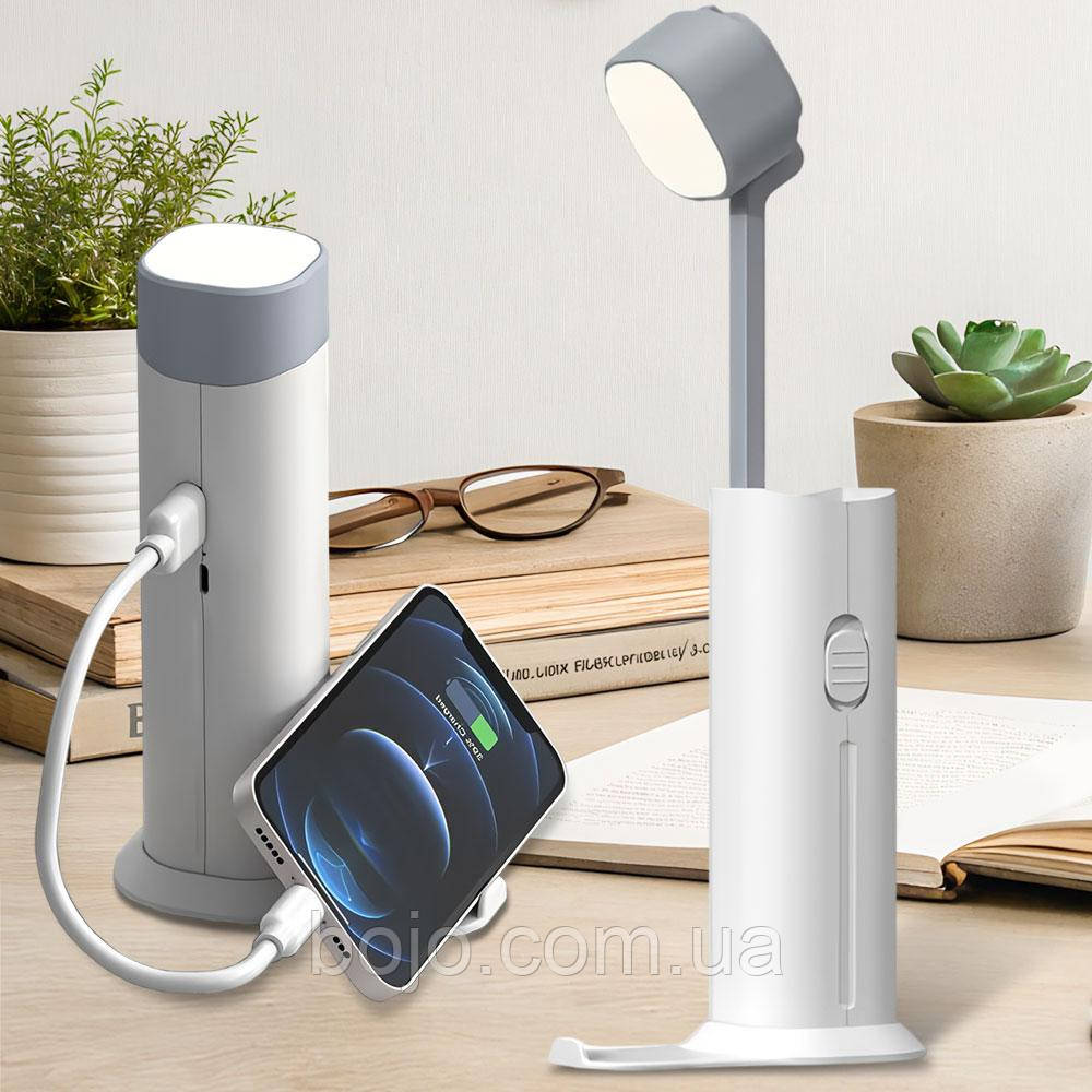 Акумуляторна універсальна Лампа-ліхтар з Power Bank 1200 mah, Білий (ЖЯ)