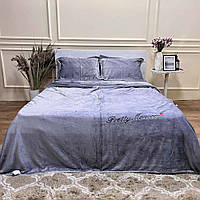 Велюрова постіль "Monica" Євро розмір Сірий колір + Подарункова фірменна сумка