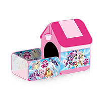 Дитячий намет My little horse 9988 PN будиночок басейн для кульок баскетбольне кільце колір рожевий