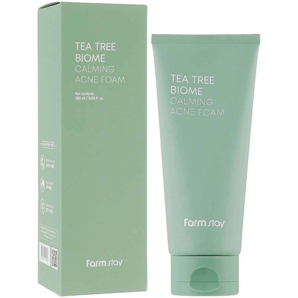 Очищувальна пінка для проблемної шкіри, з чайним деревом FARMSTAY TEA TREE BIOME CALMING ACNE FOAM 180 мл