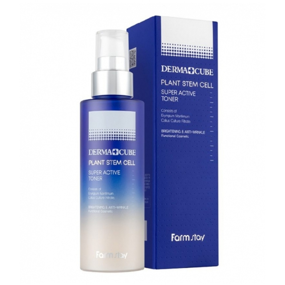 Освітлювальний тонер із стовбуровими клітинами Farmstay Derma Cube Plant Stem Cell Super Active Toner 200 мл, фото 1